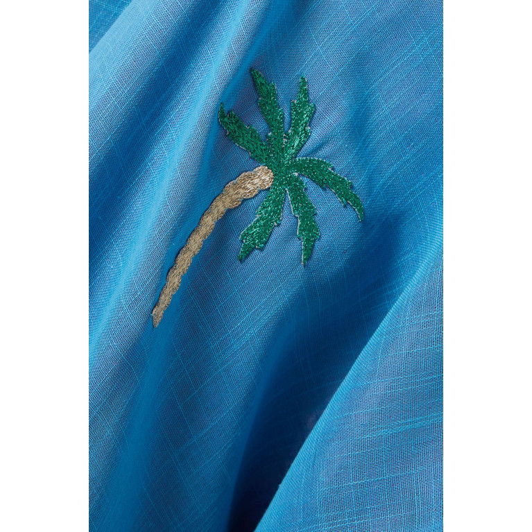 The Naqadis - Oversized Palm Tree Midi Dress in Linen