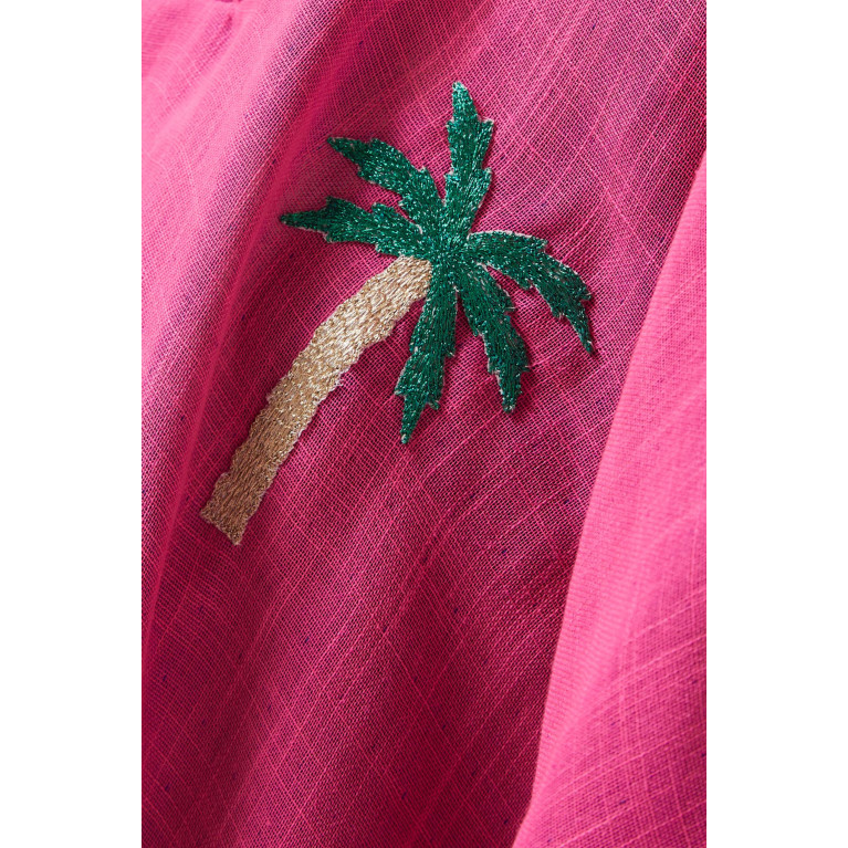 The Naqadis - Oversized Palm Tree Midi Dress in Linen