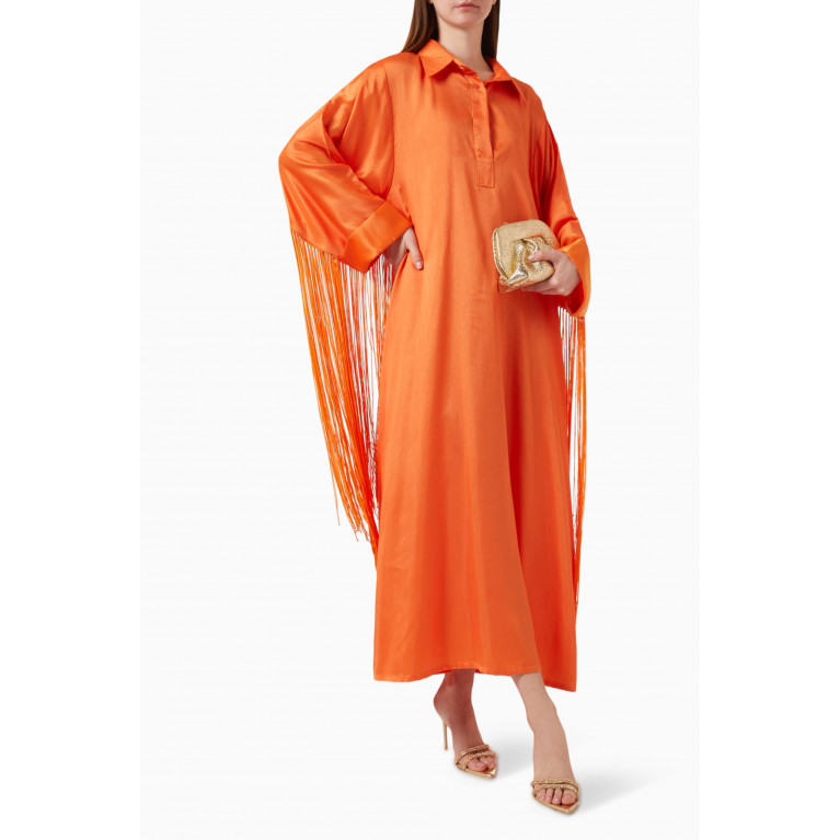 The Naqadis - Fringed Maxi Dress in Silk
