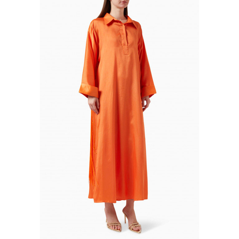 The Naqadis - Fringed Maxi Dress in Silk