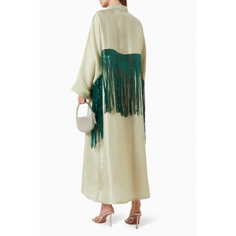 The Naqadis - Sequin-embellished Fringe Maxi Dress in Silk-lamé