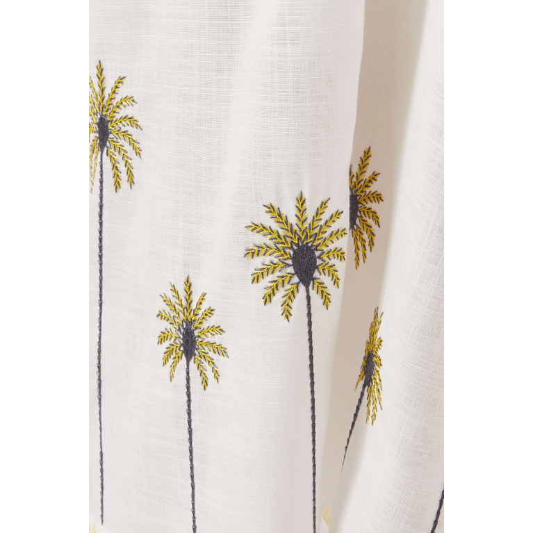 The Naqadis - Palm Tree Embroidered Maxi Dress in Linen