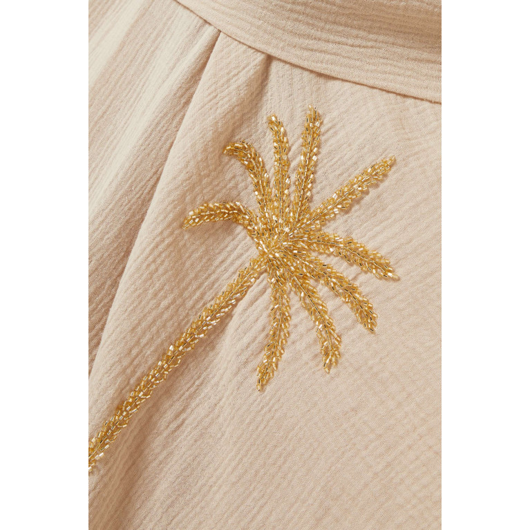 The Naqadis - Palm Tree One-shoulder Maxi Dress in Cotton