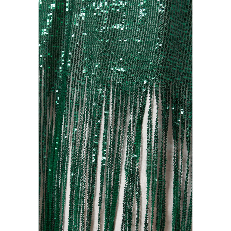 The Naqadis - Sequin-embellished Fringe Midi Dress in Linen