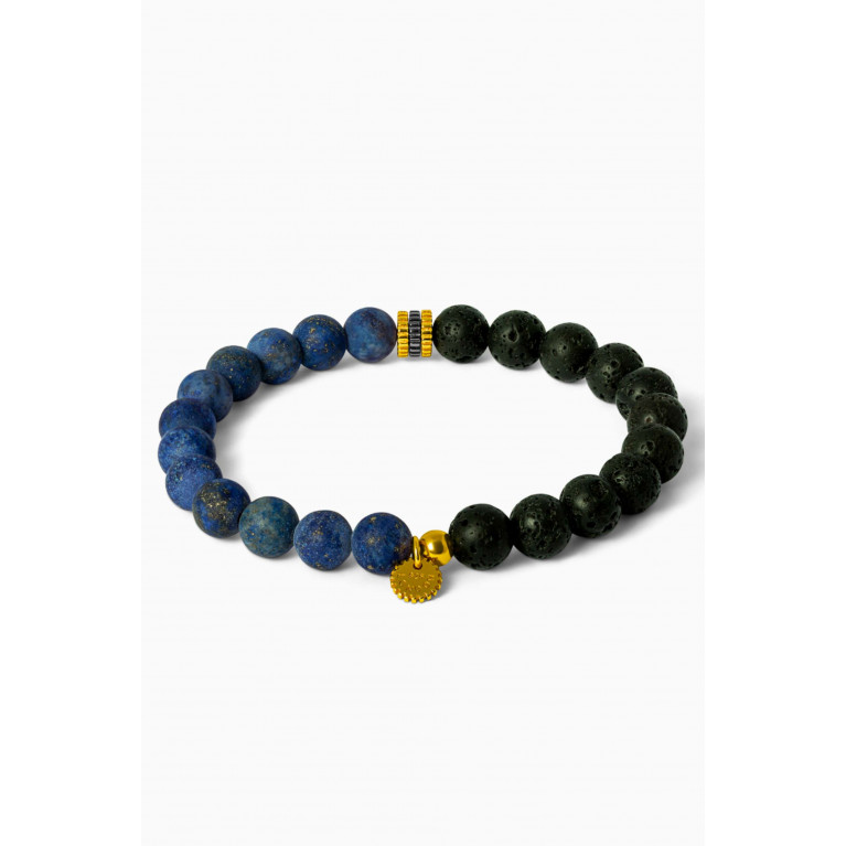 Tateossian - Gear Trio Bracelet in Lava Beads & Lapis