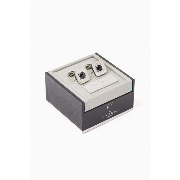 Tateossian - Limited Edition Spinel Square Cufflinks in Rhodium-plated Sterling Silver