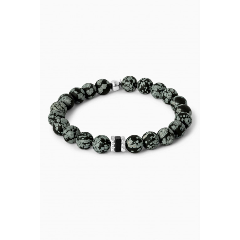 Tateossian - Giza Bracelet in Snowflake Obsidian & Stainless Steel