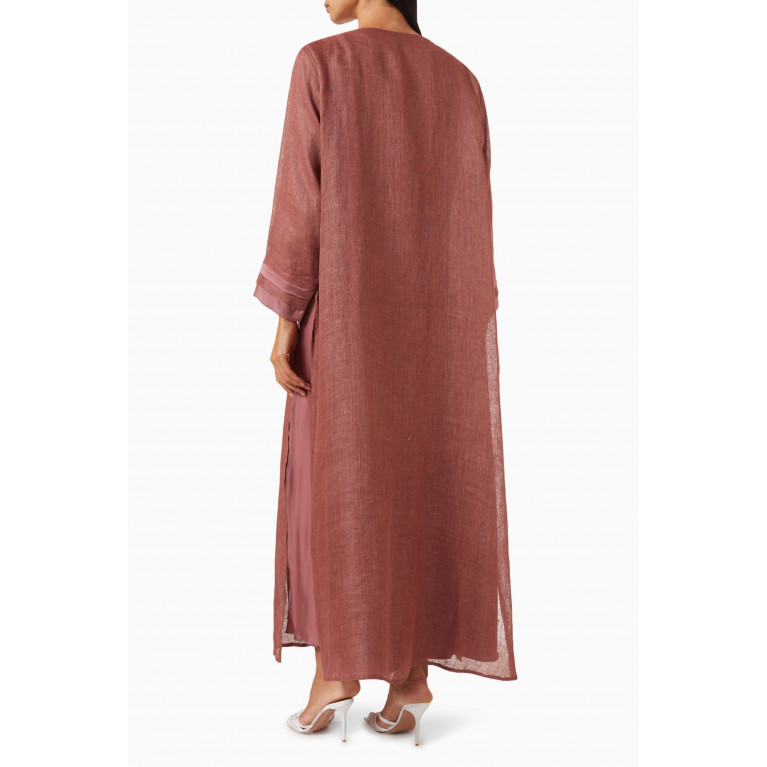 By Amal - Fall04 Tonal Abaya Set in Linen Brown