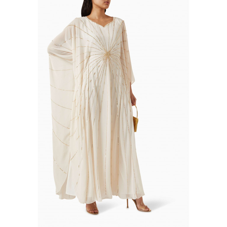 Fatma with Love - Embroidered Kaftan in Chiffon Neutral
