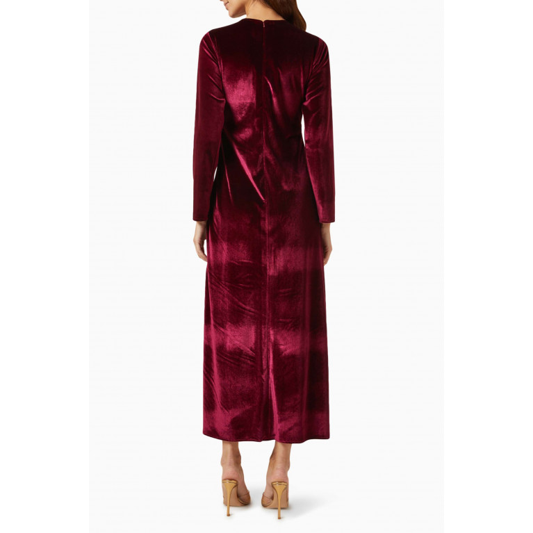 Serrb - Ruched Drape Maxi Dress in Velvet