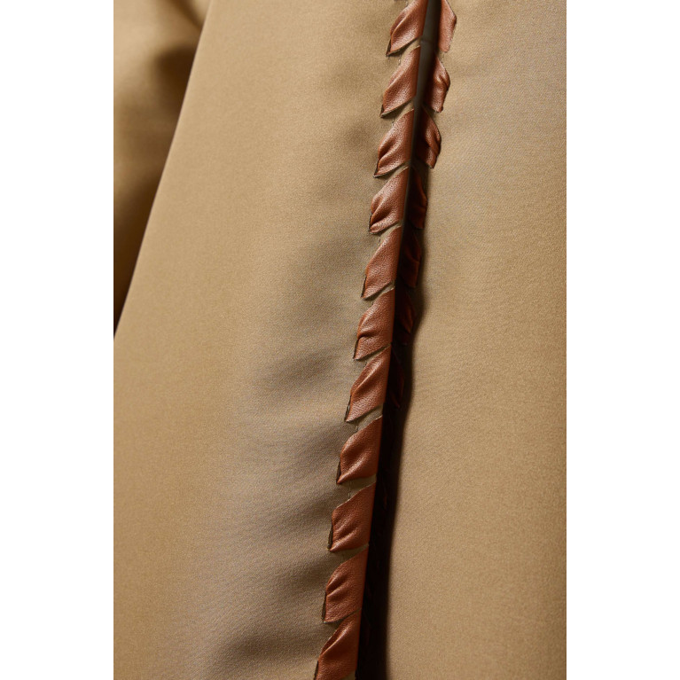 Serrb - Leather-trim Abaya Jacket in Satin Brown