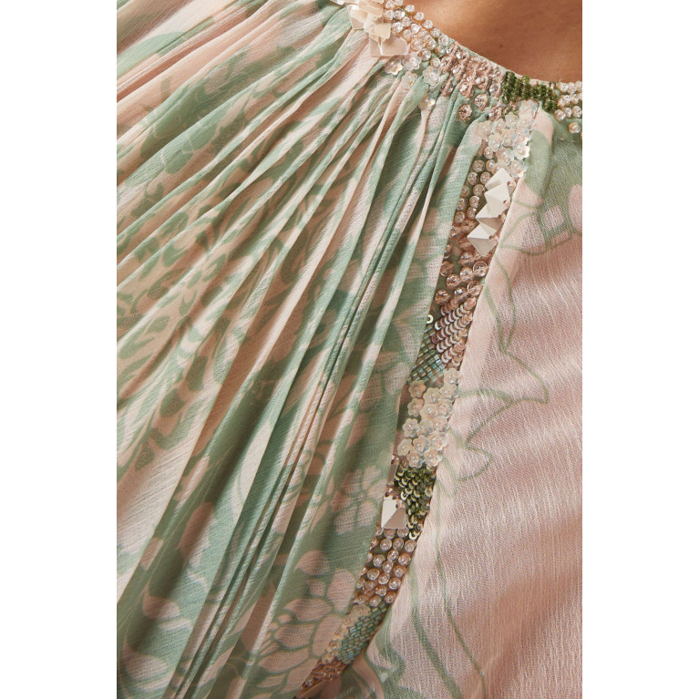 Kalico - Floral Printed Maxi Dress in Chiffon Green