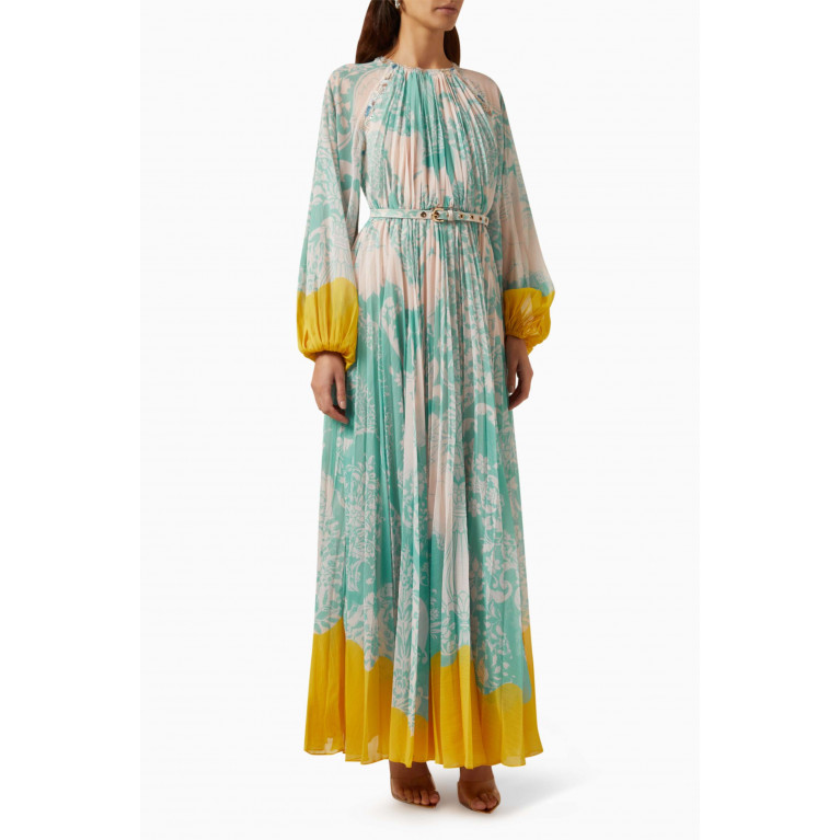 Kalico - Floral Printed Maxi Dress in Chiffon Blue