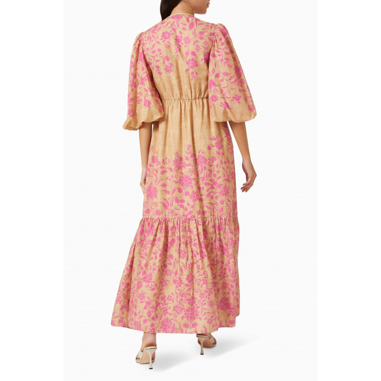 Kalico - Arch-A Embellished Maxi Dress in Linen-blend Multicolour