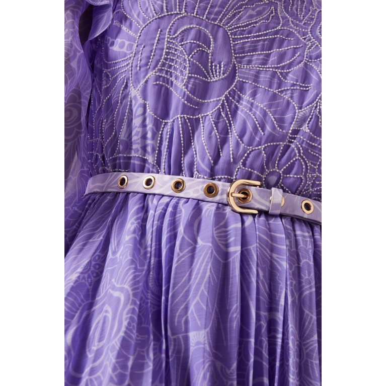 Kalico - Frangipani-A Ruffled Maxi Dress in Chiffon & Organza Purple