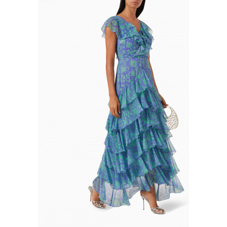 Kalico - Ruffled Maxi Dress in Chiffon