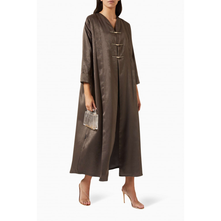 Beige Collection - Draped Abaya in Satin-crepe