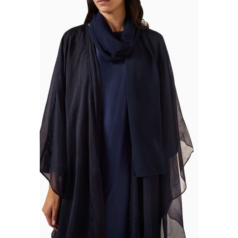 Beige Collection - 3-piece Draped Abaya Set Blue