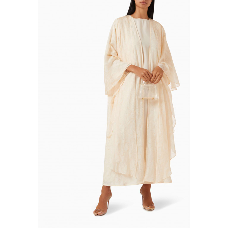 Beige Collection - 3-piece Draped Abaya Set Neutral