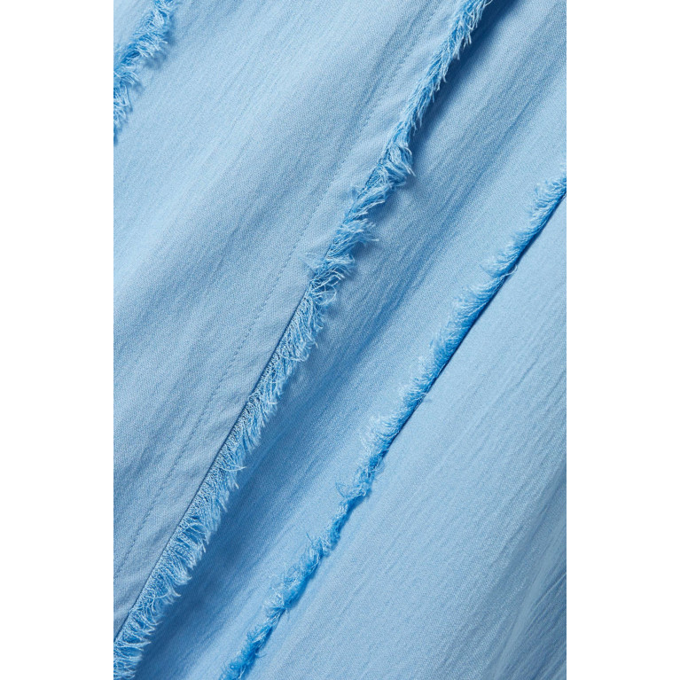 Beige Collection - Frayed-trim Abaya Blue