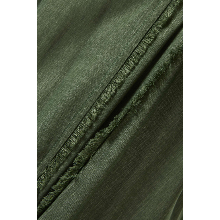 Beige Collection - Frayed-trim Abaya Green