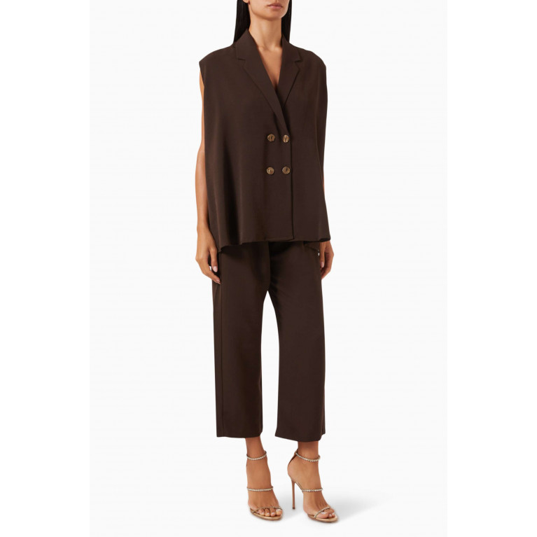 Beige Collection - 4-piece Vest Abaya Set Brown