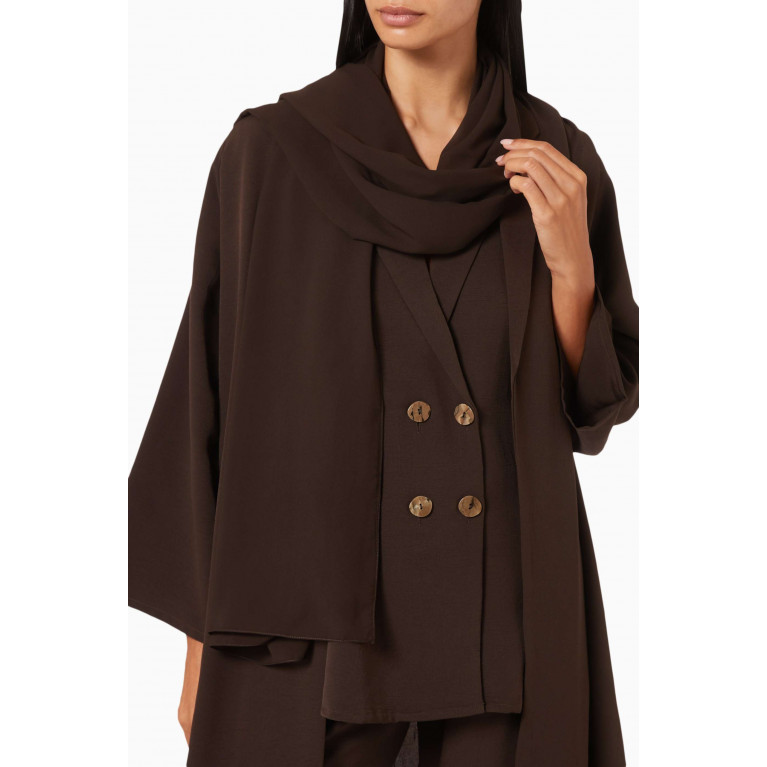 Beige Collection - 4-piece Vest Abaya Set Brown