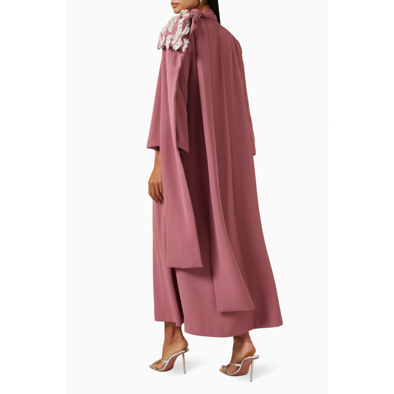 SHATHA ESSA - Embellished Scarf Bow Dress in Crepe