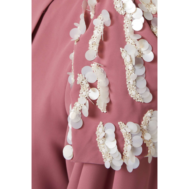 SHATHA ESSA - Embellished Scarf Bow Dress in Crepe