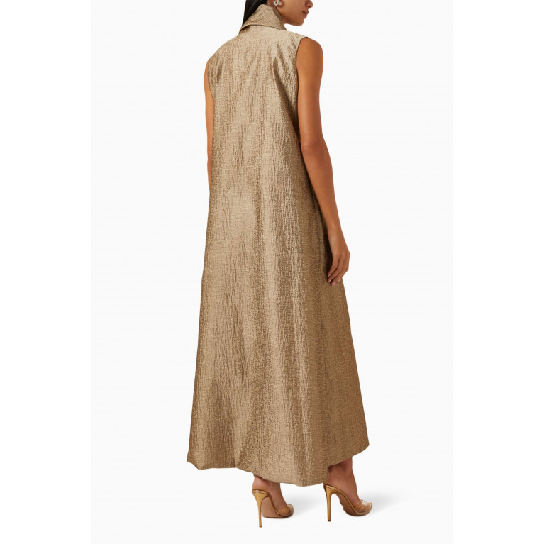 SHATHA ESSA - Embellished Longline Coat in Textured Jacquard
