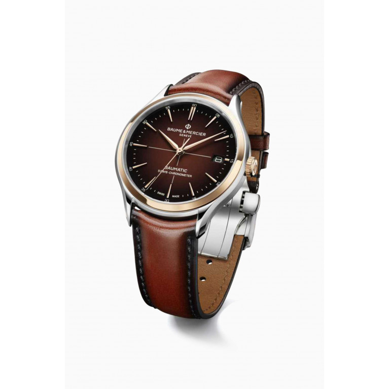 Baume & Mercier - Clifton Automatic Leather & Steel Watch, 40mm