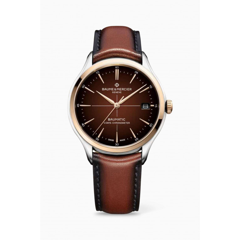 Baume & Mercier - Clifton Automatic Leather & Steel Watch, 40mm