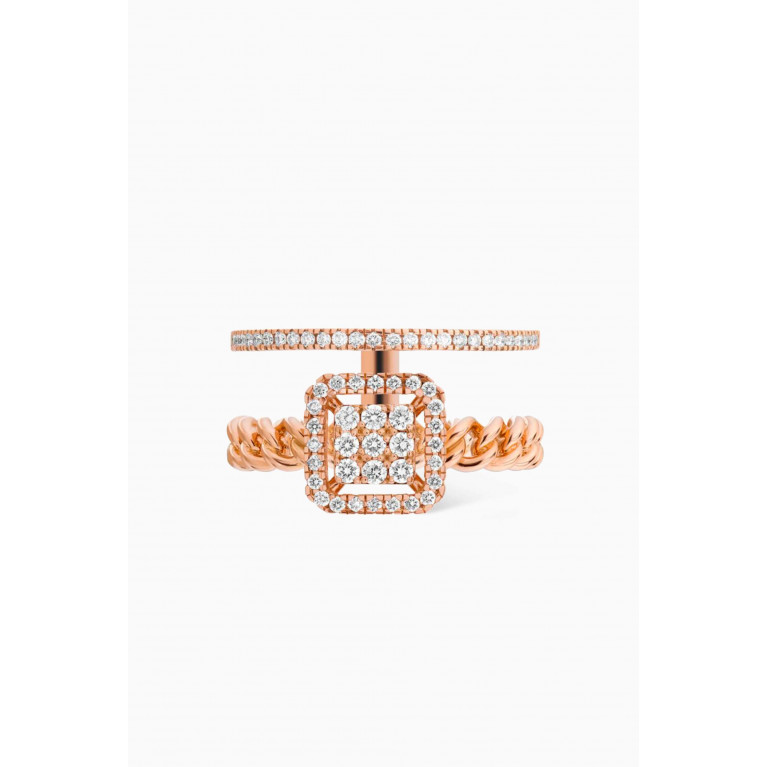 Samra - Quwa Square Diamond Double Ring in 18kt Rose Gold