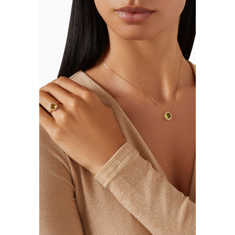 Samra - Noor Diamond & Peridot Ring in 18kt Gold