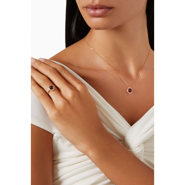 Samra - Noor Diamond & Rhodolite Garnet Ring in 18kt Rose Gold