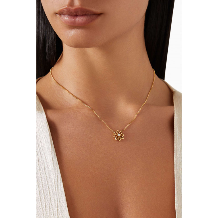 Samra - Lotus Flower Diamond Necklace in 18kt Gold