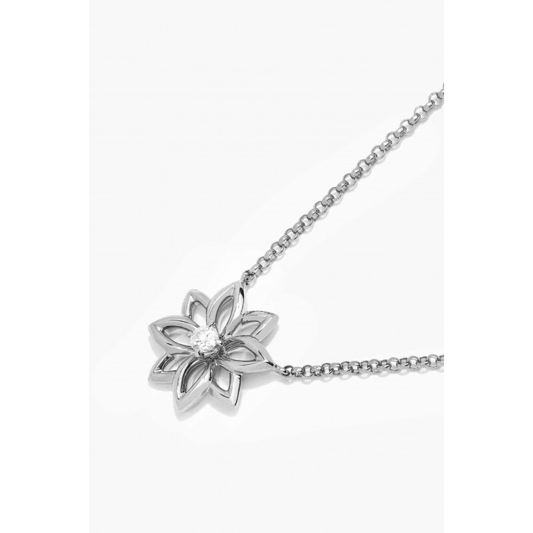 Samra - Lotus Flower Diamond Necklace in 18kt White Gold