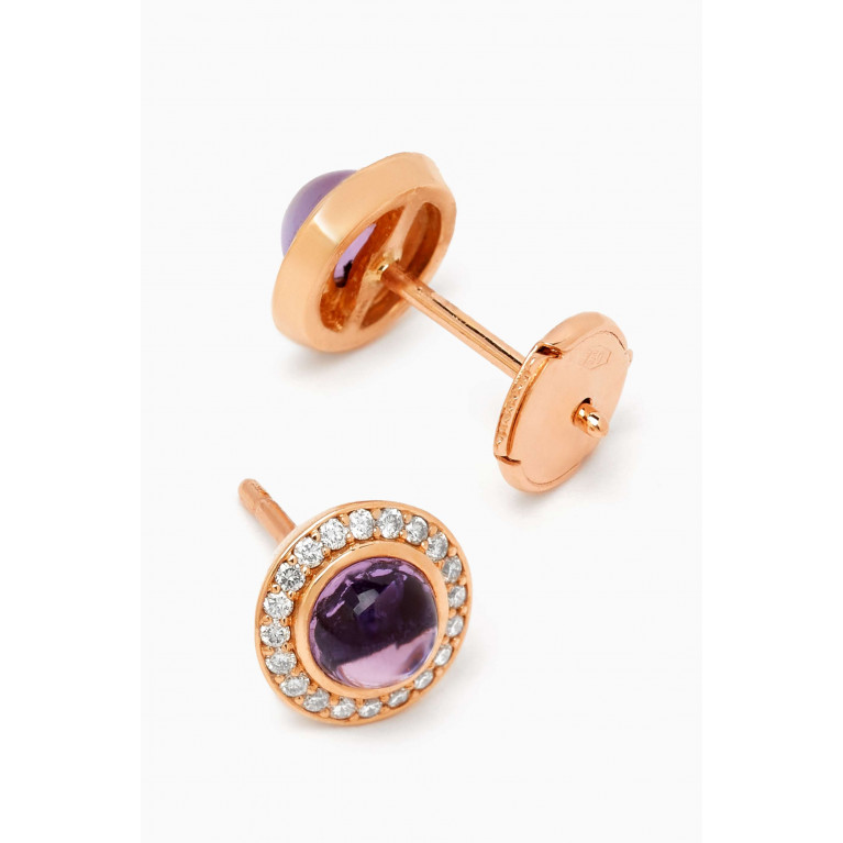 Samra - Noor Diamond & Amethyst Stud Earrings in 18kt Rose Gold