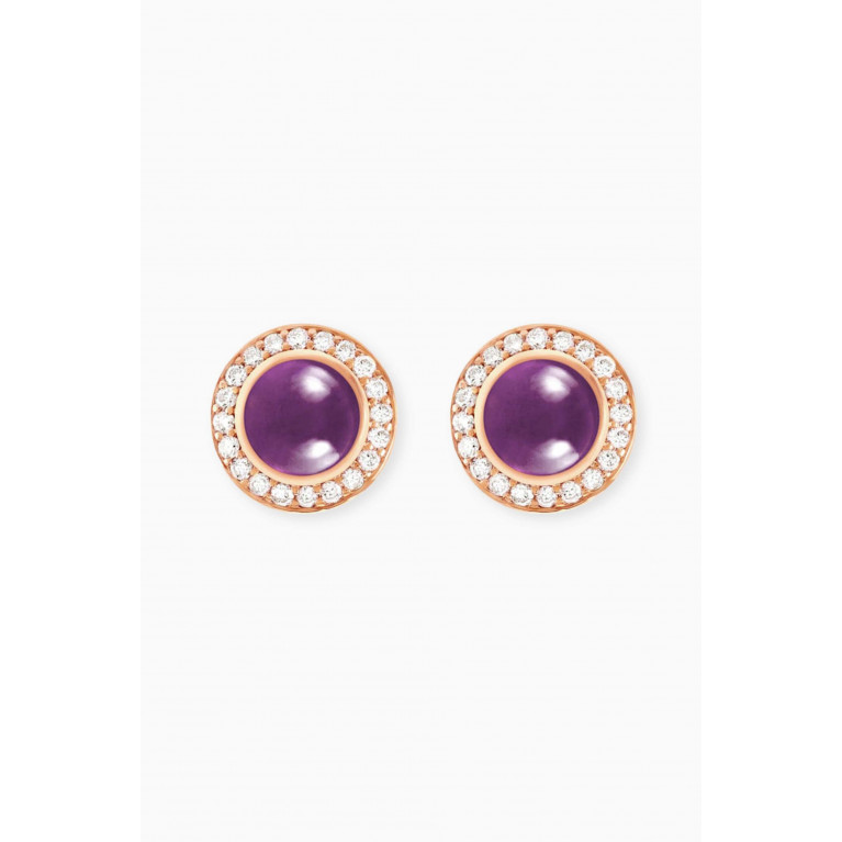 Samra - Noor Diamond & Amethyst Stud Earrings in 18kt Rose Gold