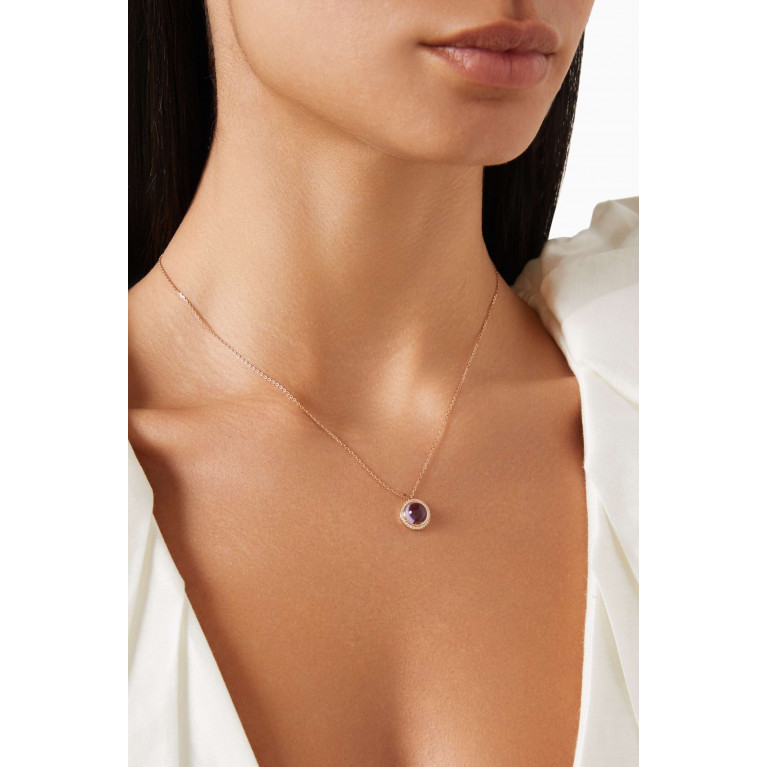 Samra - Noor Diamond & Amethyst Necklace in 18kt Rose Gold