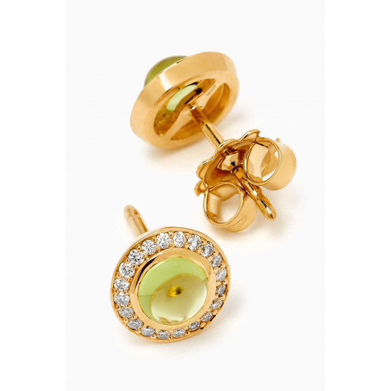 Samra - Noor Diamond & Peridot Stud Earrings in 18kt Gold