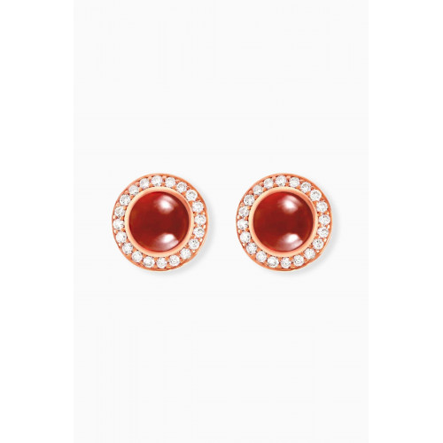 Samra - Noor Diamond & Rhodolite Garnet Stud Earrings in 18kt Rose Gold