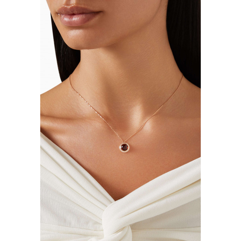Samra - Noor Diamond & Rhodolite Garnet Necklace in 18kt Rose Gold