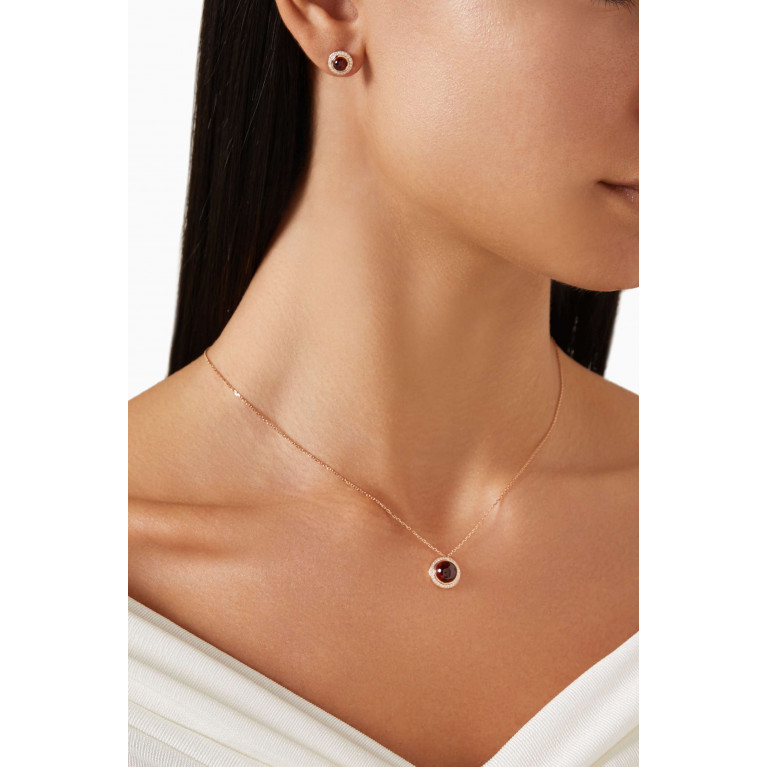 Samra - Noor Diamond & Rhodolite Garnet Necklace in 18kt Rose Gold