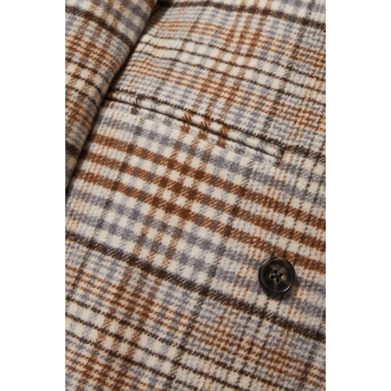 Maje - Checked Double-breasted Straight Coat in Knit
