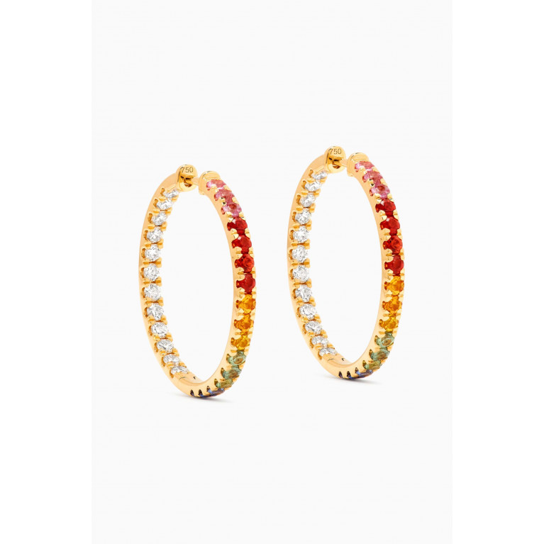 Fergus James - Rainbow Sapphire & Diamond Hoop Earrings in 18kt Gold
