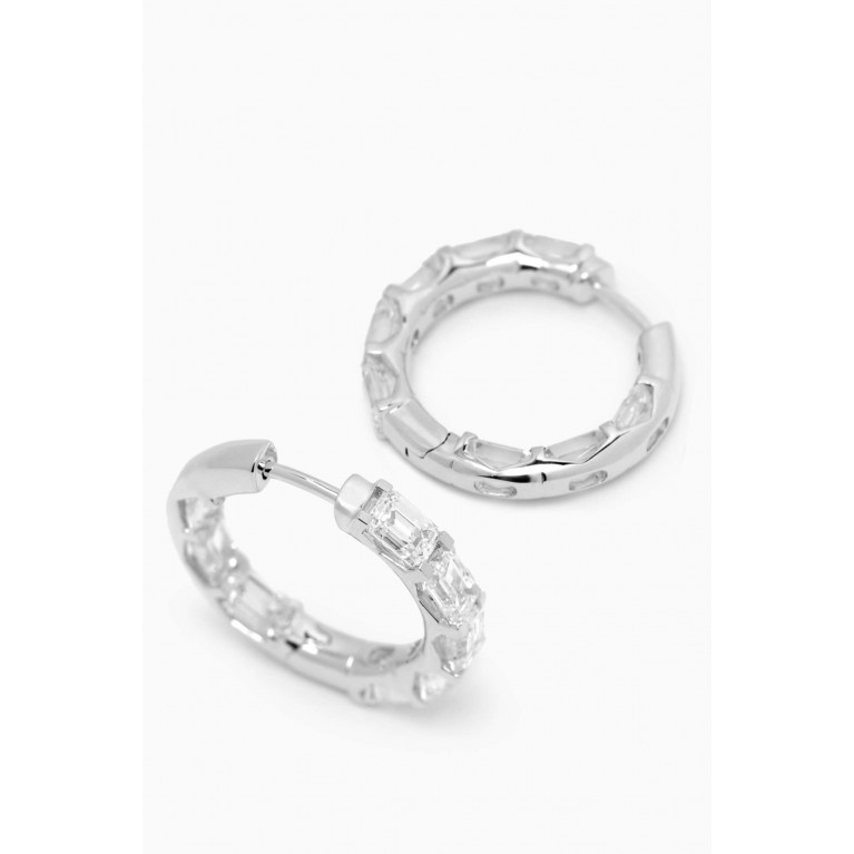 Fergus James - Emerald-cut Diamond Hoop Earrings in 18kt White Gold