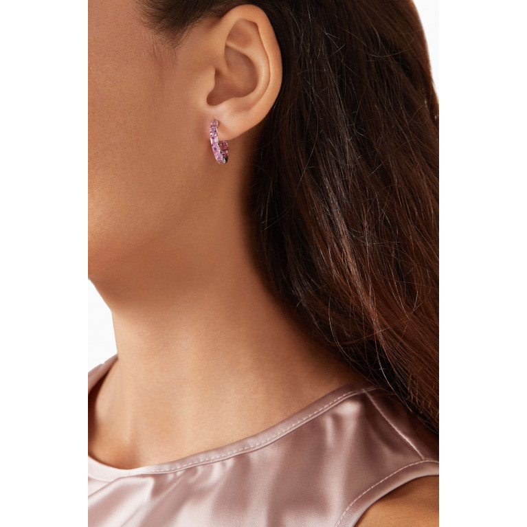 Fergus James - Emerald-cut Sapphire Hoop Earrings in 18kt White Gold