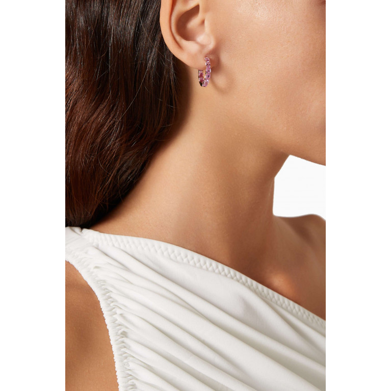 Fergus James - Emerald-cut Sapphire Hoop Earrings in 18kt Rose Gold