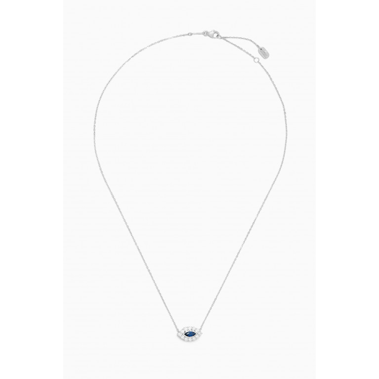 Fergus James - Evil Eye Diamond & Sapphire Pendant Necklace in 18kt White Gold